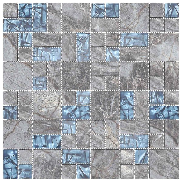 vidaXL Mosaic Tile 11 pcs Grey and Blue 50 x 50 cm Glass