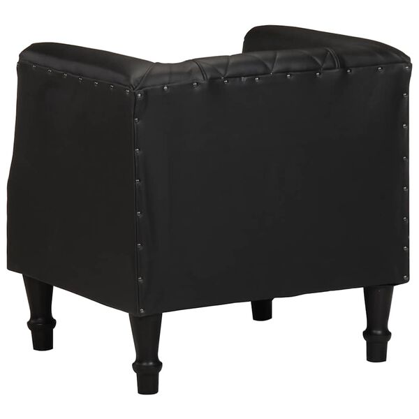 vidaXL Tub Chair Black Real Goat Leather