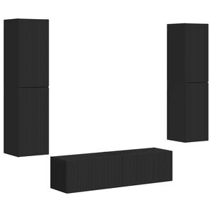 vidaXL TV Cabinet Set 6 pcs Black Engineered Wood