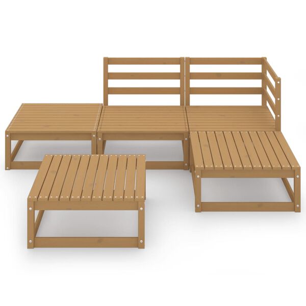 vidaXL 5 Piece Garden Lounge Set Honey Brown Solid Pinewood