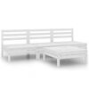 vidaXL 4 Piece Garden Lounge Set White Solid Pinewood