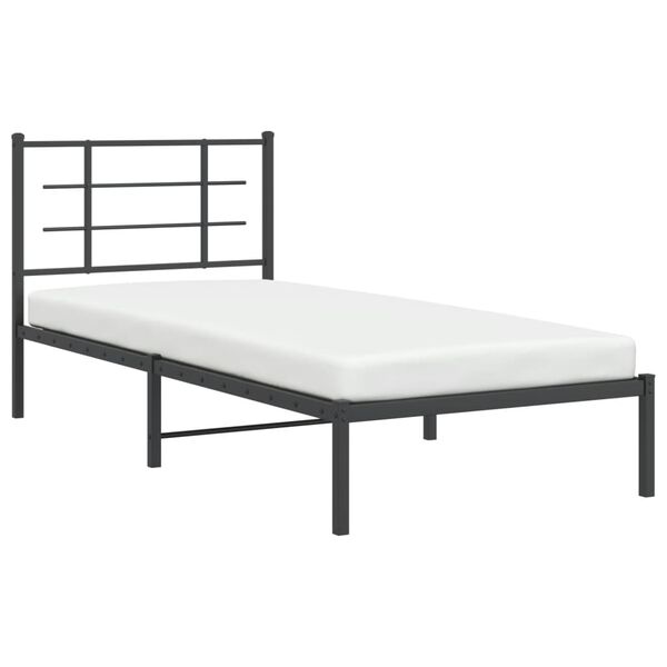 vidaXL Metal Bed Frame without Mattress with Headboard Black 90x190cm