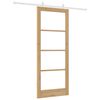 vidaXL Sliding Door Natural 86 x 211 cm Solid Pine Wood and Glass