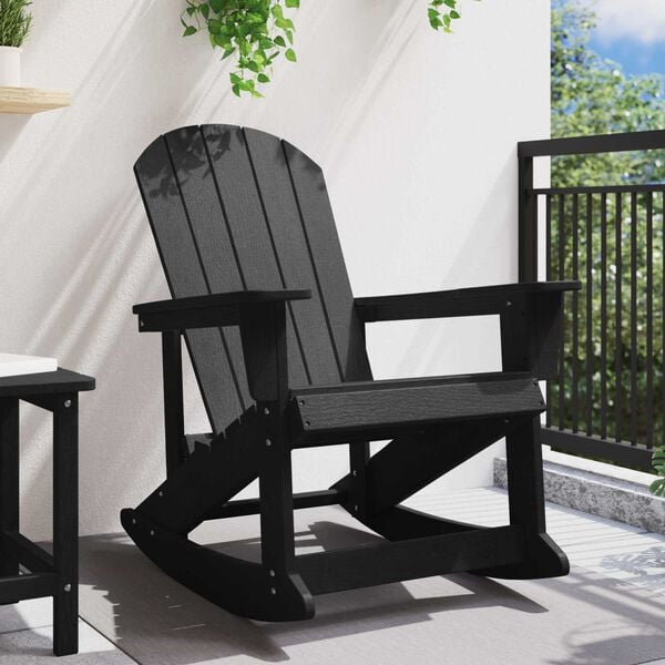 vidaXL Adirondack Rocking Chair Black 92 x 73.5 x 92 cm HDPE