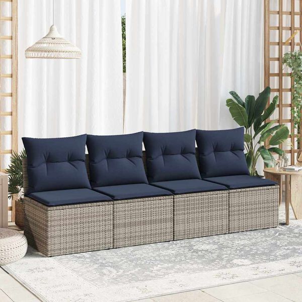 vidaXL 2 Piece Garden Sofa Set with Cushions Grey Poly Rattan Acacia
