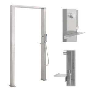 vidaXL Shower Panel | Silver | 201 stainless steel | Large | Decorative Inlays