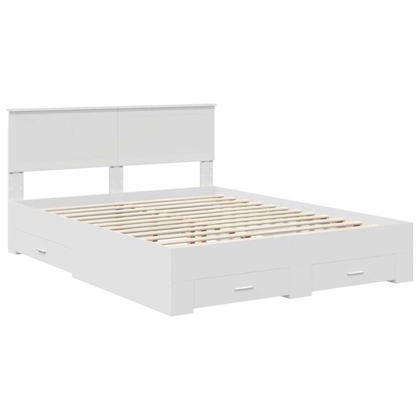 vidaXL Bed Frame with Headboard White 150 x 200 cm Engineered Wood