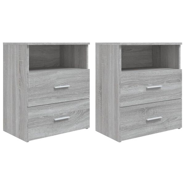 vidaXL Bed Cabinets 2 pcs Grey Sonoma 50x32x60 cm