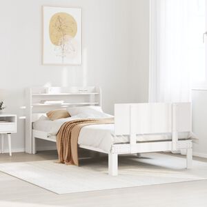 vidaXL Bed Frame with Headboard without Mattress White 90x190 cm Single