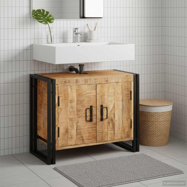 vidaXL Sink cabinet with Shelf Brown 71 x 33 x 58 cm Solid Mango Wood