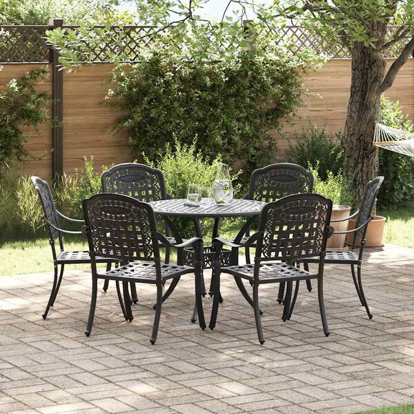 vidaXL Garden Dining Set 7 pcs Black Aluminium