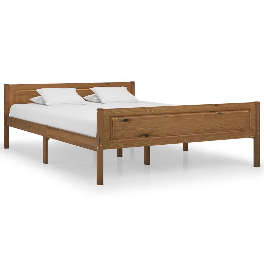 vidaXL Bed Frame without Mattress Solid Pinewood Honey Brown 120x200 cm