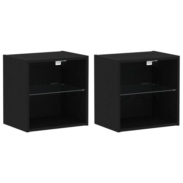 vidaXL Floating Shelf 2 pcs Black 40 x 28.5 x 40 cm Engineered Wood