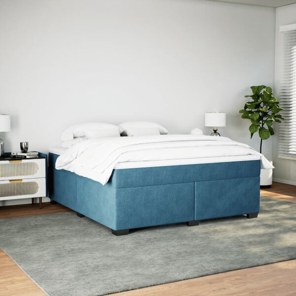 vidaXL Box Spring Bed with Mattress Dark Blue 180x200 cm Velvet