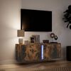 vidaXL TV Wall Cabinet with LED Lights Smoked Oak 100x31x35 cm