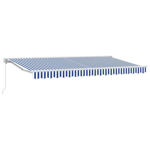 vidaXL Retractable Awning Manual Blue and White 350 x 200 cm
