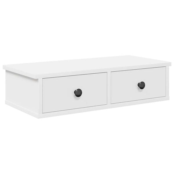 vidaXL Wall Shelf with Drawers White 60x28x15 cm Engineered Wood