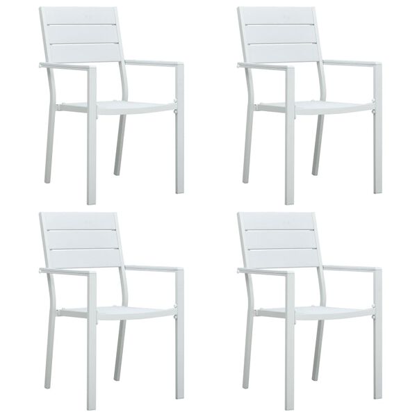 vidaXL Garden Chairs 4 pcs White HDPE Wood Look