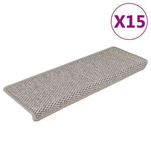 vidaXL Stair Mats Self-adhesive Sisal-Look 15 pcs 65x21x4 cm Silver