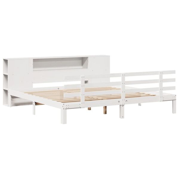 vidaXL Bookcase Bed without Mattress White 180x200 cm Super King Solid Wood Pine