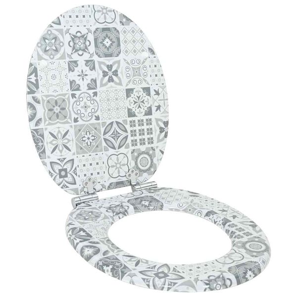 vidaXL Soft-Close Toilet Seat Blue and White Porcelain 44 x 38 cm