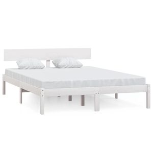 vidaXL Bed Frame without Mattress White Solid Wood 160x200 cm