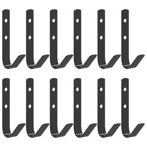 vidaXL Wall Hooks J Shape 12 pcs Black Steel