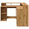 vidaXL Desk with LED Lights Artisian Oak 130x130x91 cm Engineered Wood