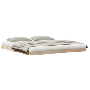 vidaXL Floor Bed Frame Natural 213.5 x 184 x 9 cm Solid Pine Wood