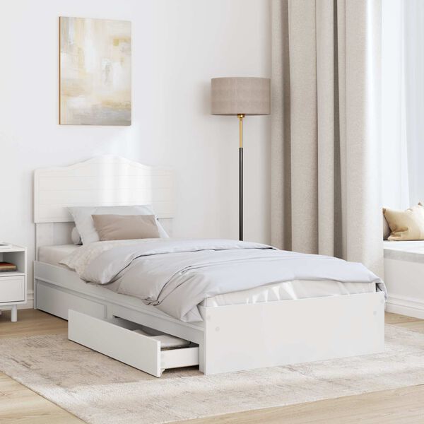 vidaXL Storage Bed with Headboard White 90 x 200 cm Engineered Wood