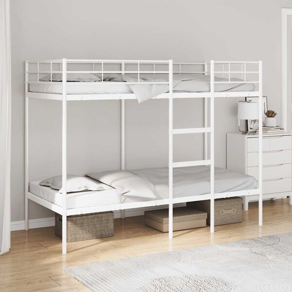 vidaXL Bunk Bed without Mattress White 90x190 cm Single Steel