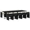 vidaXL 11 Piece Garden Dining Set with Cushions Black Poly Rattan