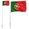 vidaXL Portugal Flag and Pole 5.55 m Aluminium