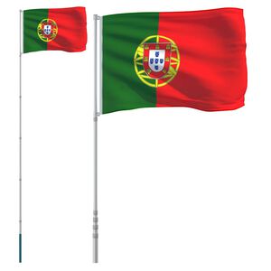 vidaXL Portugal Flag and Pole 5.55 m Aluminium