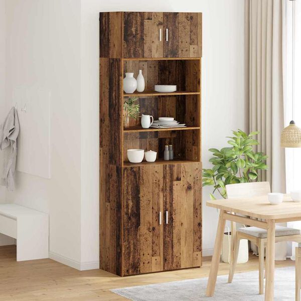 vidaXL Storage Cabinet Old Wood 80 x 42.5 x 225 cm Engineered Wood