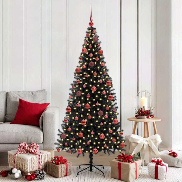 vidaXL Christmas Tree with 300 LEDs with Stand Black 180 cm PVC