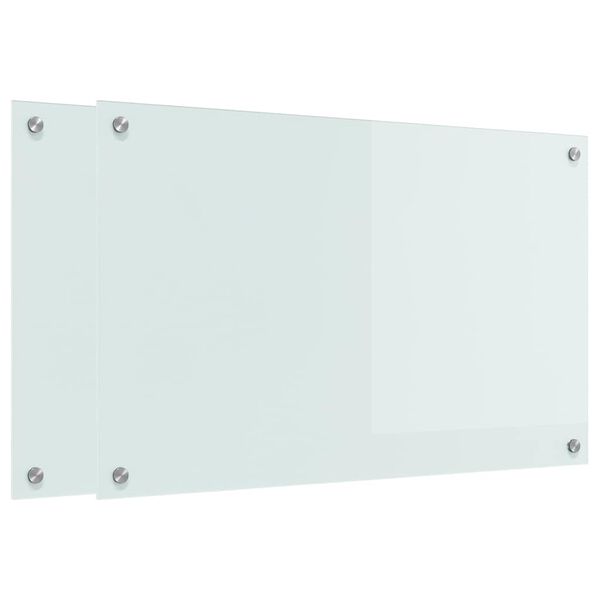 vidaXL Kitchen Backsplash 2 pcs White 80 x 50 cm Tempered Glass