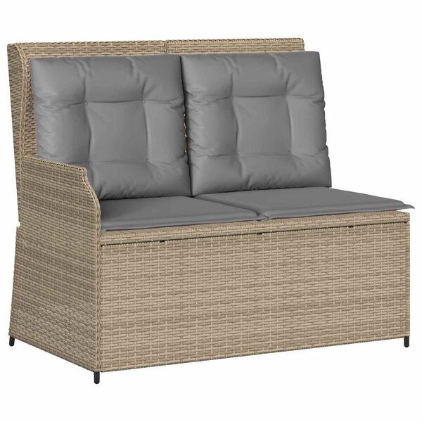 vidaXL Garden Bench with Cushion Beige Poly rattan