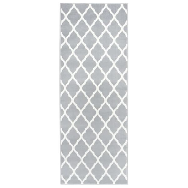 vidaXL Runner Rug BCF Grey and White 100x350 cm