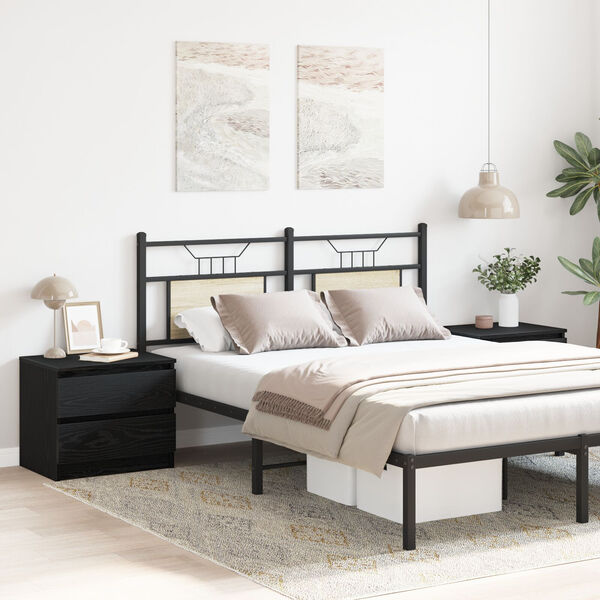 vidaXL Bedside Cabinet with Drawer 2 pcs Black Oak 50 x 40 x 43.5 cm