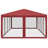 vidaXL Party Tent with 12 Mesh Sidewalls Red 8x4 m HDPE