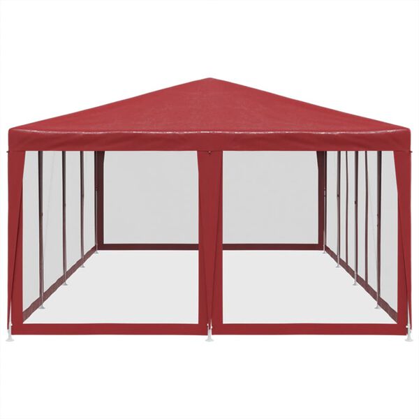 vidaXL Party Tent with 12 Mesh Sidewalls Red 8x4 m HDPE