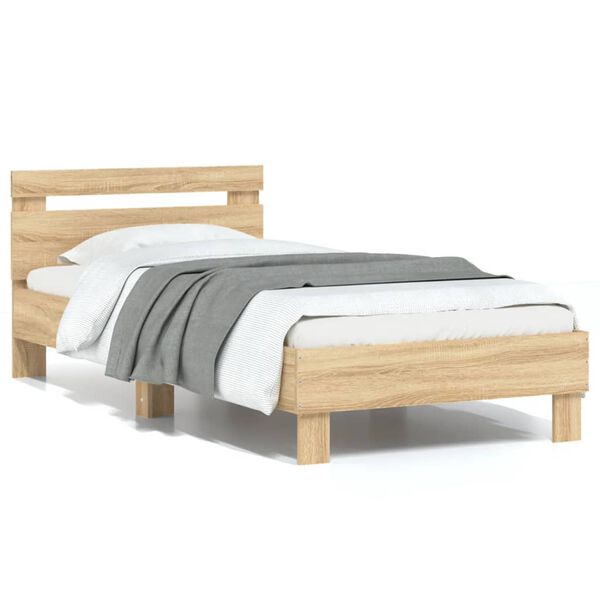 vidaXL Bed Frame without Mattress with Headboard Sonoma Oak 90x200 cm