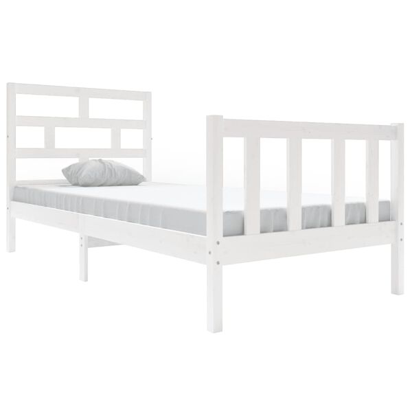 vidaXL Bed Frame without Mattress White Solid Wood 90x200 cm (810068+814175)