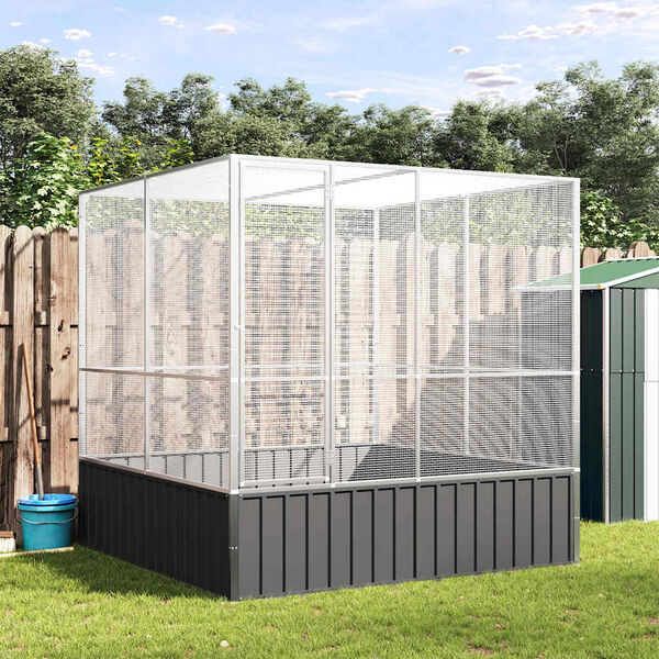 vidaXL Aviary Silver 211x207x212 cm Steel