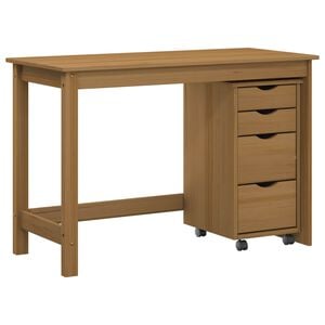 vidaXL Desk and Rolling Cabinet Set MOSS 2 pcs Honey Brown