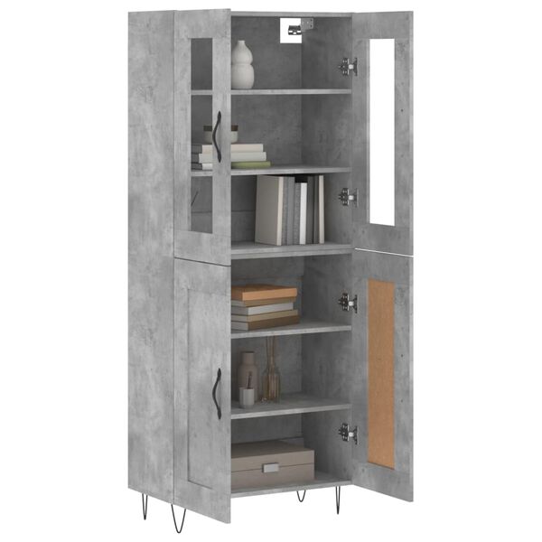 vidaXL Highboard Concrete Grey 69.5x34x180 cm Engineered Wood
