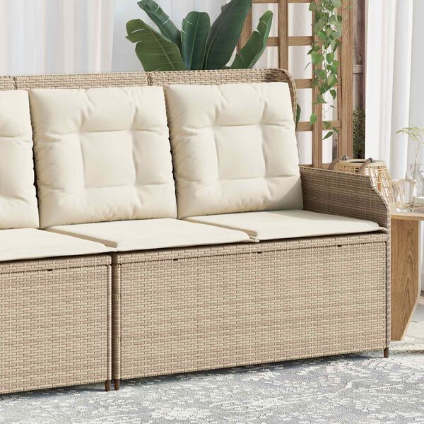 vidaXL Garden Bench with Cushion Beige Poly rattan