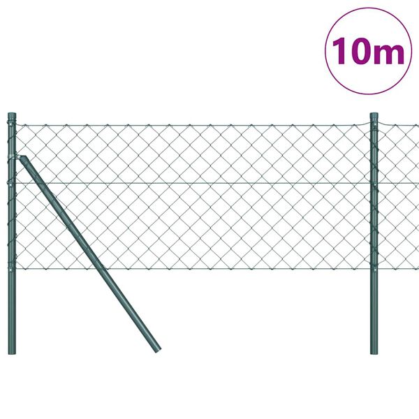 vidaXL Fence Post Green 10 x 0.8 m (60 x 60 mm mesh) Steel and PVC
