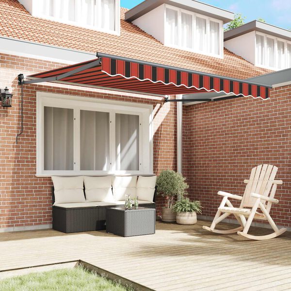 vidaXL Awning Manual Red and Black 350 x 250 x 165 cm Polyester